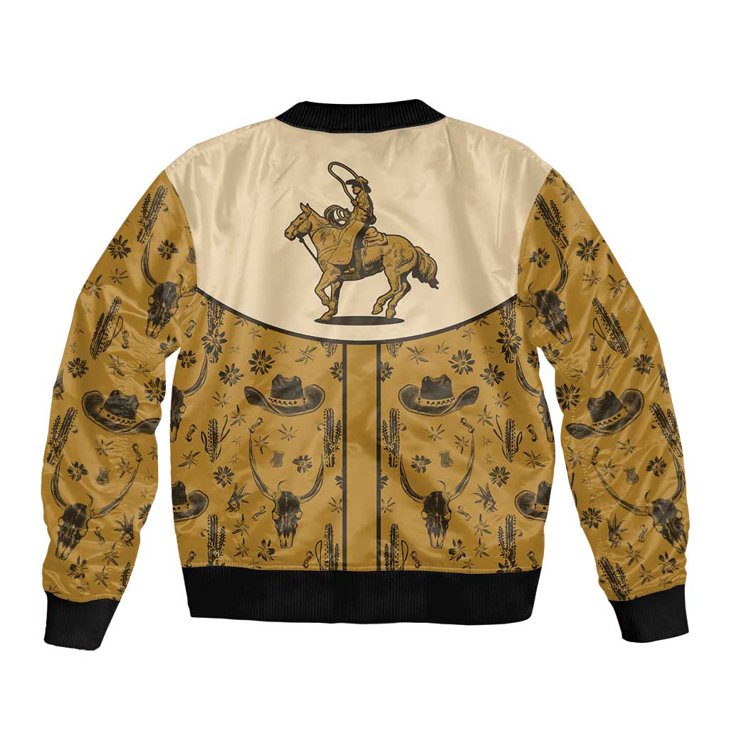 Cowboy Bomber Jacket Horse Riding Retro Western Yoke Beige - Wonder Print Shop