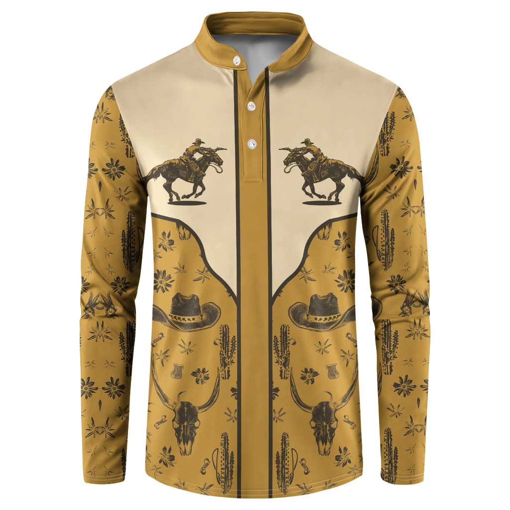 Cowboy Button Sweatshirt Horse Riding Retro Western Yoke Beige - Wonder Print Shop