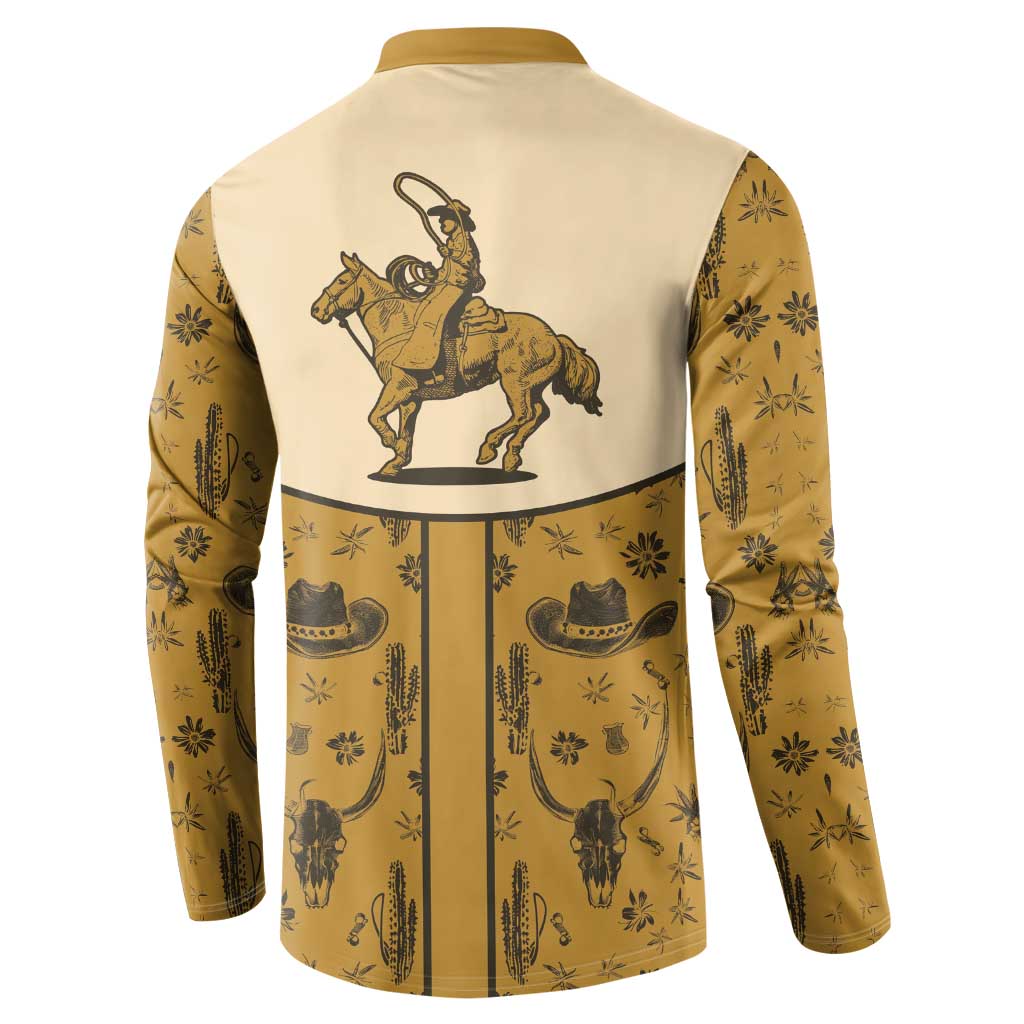 Cowboy Button Sweatshirt Horse Riding Retro Western Yoke Beige - Wonder Print Shop
