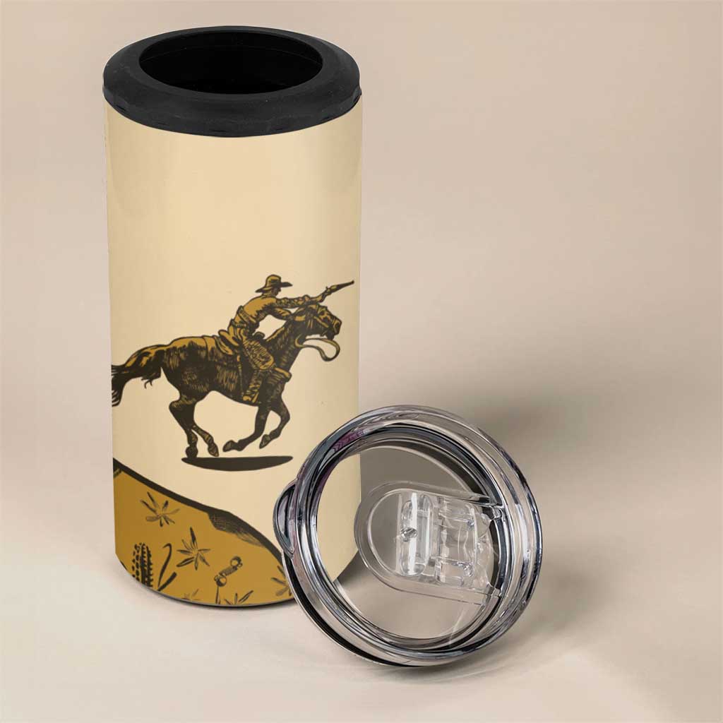 Cowboy 4 in 1 Can Cooler Tumbler Horse Riding Retro Western Yoke Beige - Wonder Print Shop