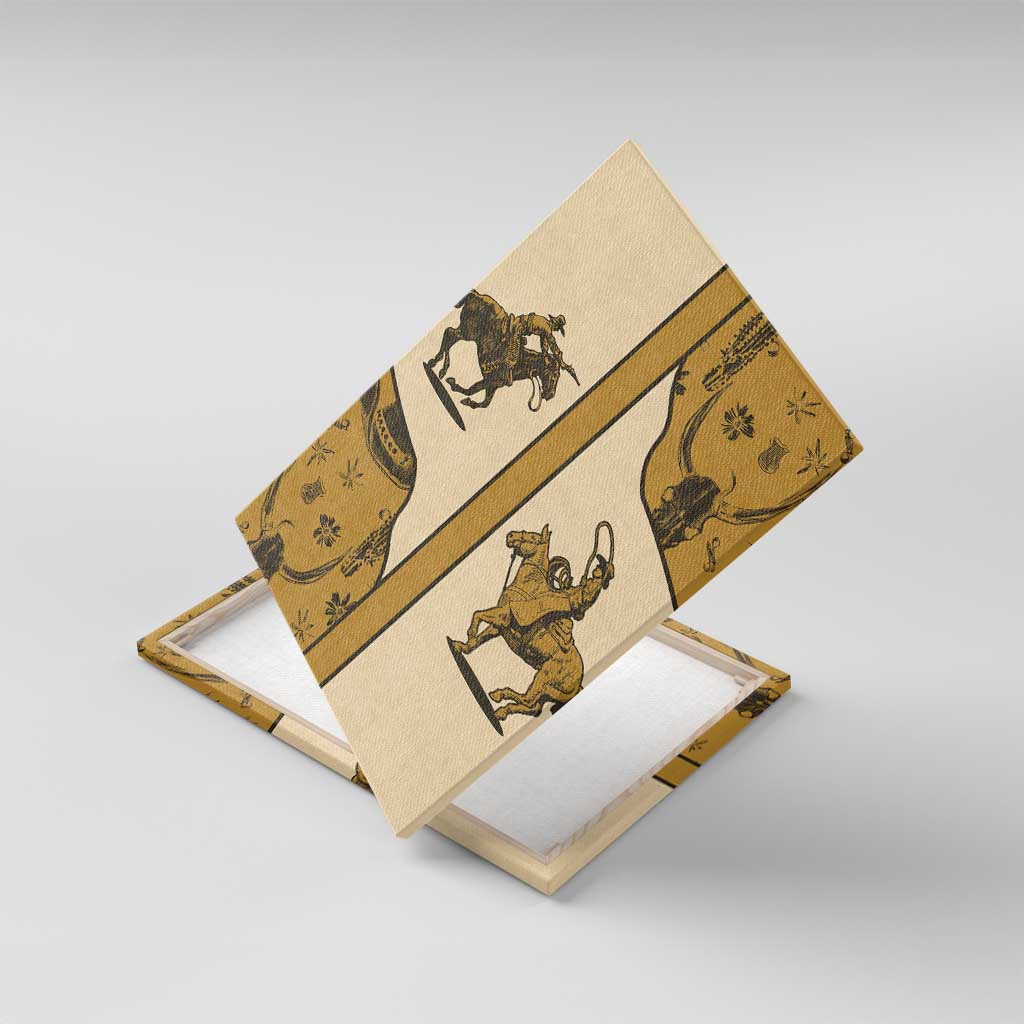 Cowboy Canvas Wall Art Horse Riding Retro Western Yoke Beige - Wonder Print Shop