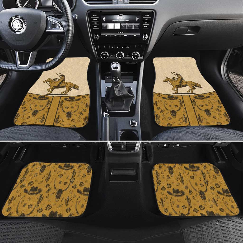Cowboy Car Mats Horse Riding Retro Western Yoke Beige - Wonder Print Shop