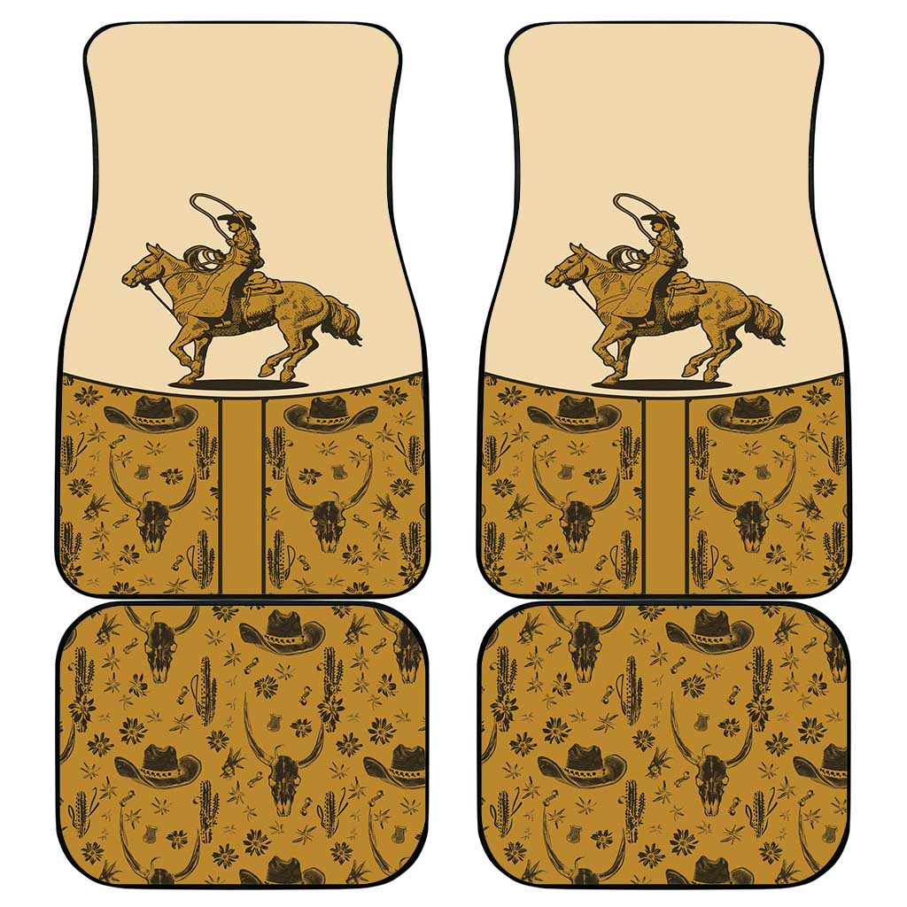 Cowboy Car Mats Horse Riding Retro Western Yoke Beige - Wonder Print Shop
