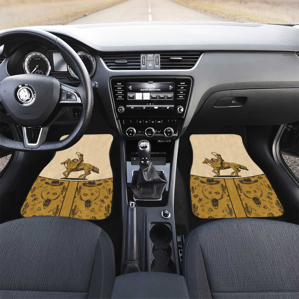 Cowboy Car Mats Horse Riding Retro Western Yoke Beige - Wonder Print Shop
