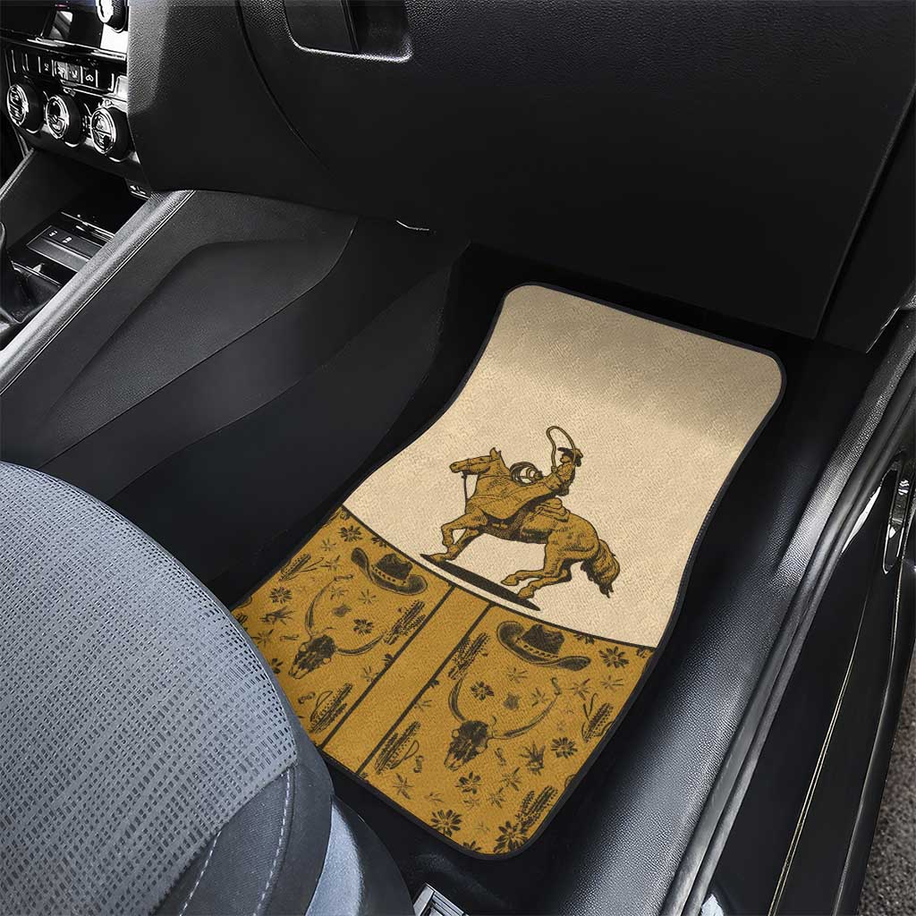 Cowboy Car Mats Horse Riding Retro Western Yoke Beige - Wonder Print Shop