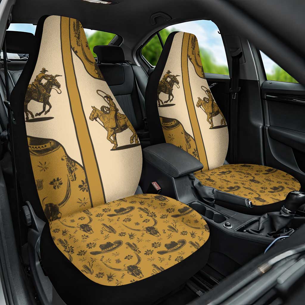 Cowboy Car Seat Cover Horse Riding Retro Western Yoke Beige - Wonder Print Shop