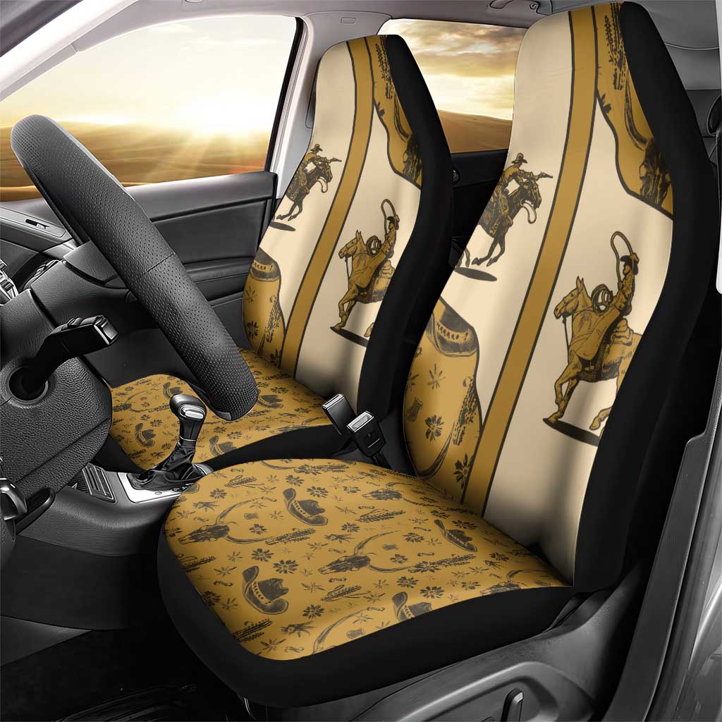 Cowboy Car Seat Cover Horse Riding Retro Western Yoke Beige - Wonder Print Shop