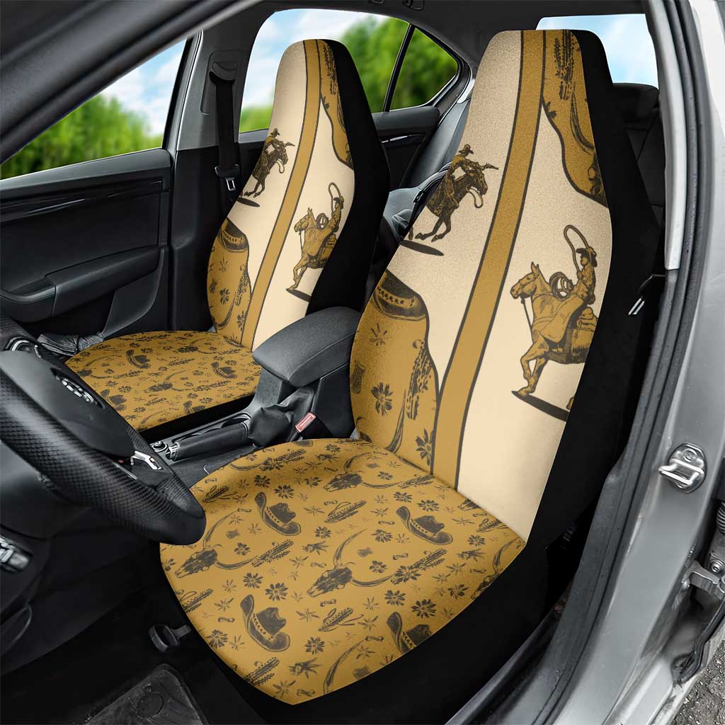 Cowboy Car Seat Cover Horse Riding Retro Western Yoke Beige - Wonder Print Shop