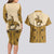 Cowboy Couples Matching Long Sleeve Bodycon Dress and Hawaiian Shirt Horse Riding Retro Western Yoke Beige - Wonder Print Shop