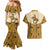 Cowboy Couples Matching Mermaid Dress and Hawaiian Shirt Horse Riding Retro Western Yoke Beige - Wonder Print Shop