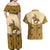Cowboy Couples Matching Off Shoulder Maxi Dress and Hawaiian Shirt Horse Riding Retro Western Yoke Beige - Wonder Print Shop