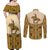 Cowboy Couples Matching Off Shoulder Maxi Dress and Long Sleeve Button Shirt Horse Riding Retro Western Yoke Beige - Wonder Print Shop