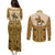 Cowboy Couples Matching Puletasi and Long Sleeve Button Shirt Horse Riding Retro Western Yoke Beige - Wonder Print Shop