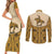 Cowboy Couples Matching Short Sleeve Bodycon Dress and Long Sleeve Button Shirt Horse Riding Retro Western Yoke Beige - Wonder Print Shop