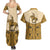 Cowboy Couples Matching Summer Maxi Dress and Hawaiian Shirt Horse Riding Retro Western Yoke Beige - Wonder Print Shop