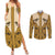 Cowboy Couples Matching Summer Maxi Dress and Long Sleeve Button Shirt Horse Riding Retro Western Yoke Beige - Wonder Print Shop