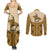 Cowboy Couples Matching Summer Maxi Dress and Long Sleeve Button Shirt Horse Riding Retro Western Yoke Beige - Wonder Print Shop