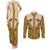 Cowboy Couples Matching Tank Maxi Dress and Long Sleeve Button Shirt Horse Riding Retro Western Yoke Beige - Wonder Print Shop