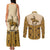 Cowboy Couples Matching Tank Maxi Dress and Long Sleeve Button Shirt Horse Riding Retro Western Yoke Beige - Wonder Print Shop