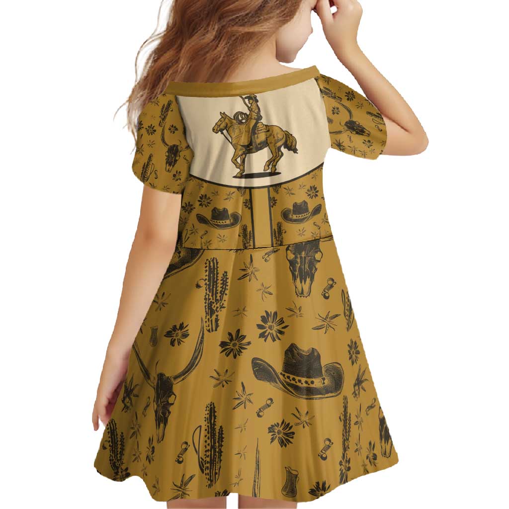 Cowboy Family Matching Mermaid Dress and Hawaiian Shirt Horse Riding Retro Western Yoke Beige - Wonder Print Shop