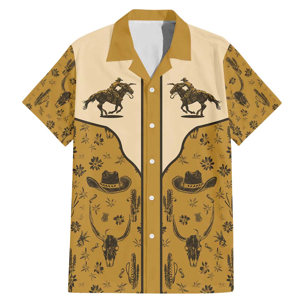 Cowboy Family Matching Mermaid Dress and Hawaiian Shirt Horse Riding Retro Western Yoke Beige - Wonder Print Shop