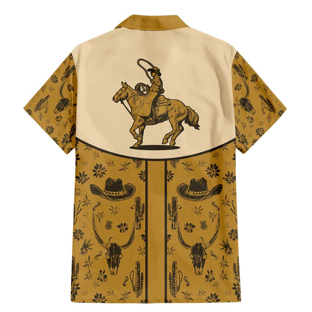 Cowboy Family Matching Mermaid Dress and Hawaiian Shirt Horse Riding Retro Western Yoke Beige - Wonder Print Shop