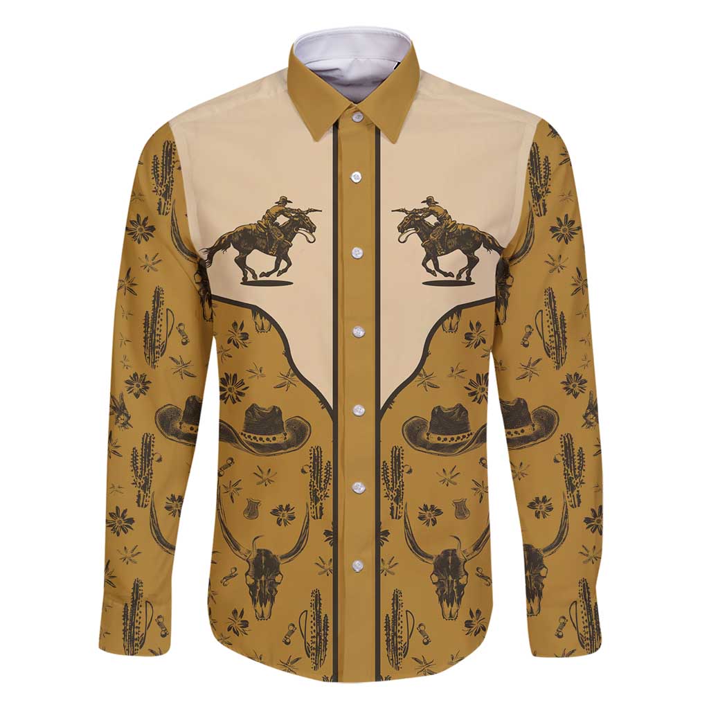 Cowboy Family Matching Mermaid Dress and Hawaiian Shirt Horse Riding Retro Western Yoke Beige - Wonder Print Shop