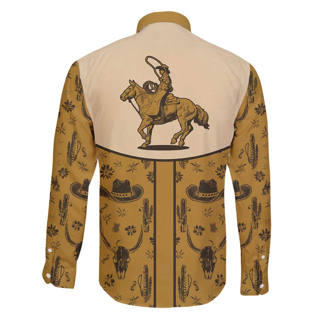 Cowboy Family Matching Mermaid Dress and Hawaiian Shirt Horse Riding Retro Western Yoke Beige - Wonder Print Shop