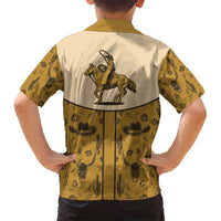Cowboy Family Matching Off Shoulder Maxi Dress and Hawaiian Shirt Horse Riding Retro Western Yoke Beige - Wonder Print Shop