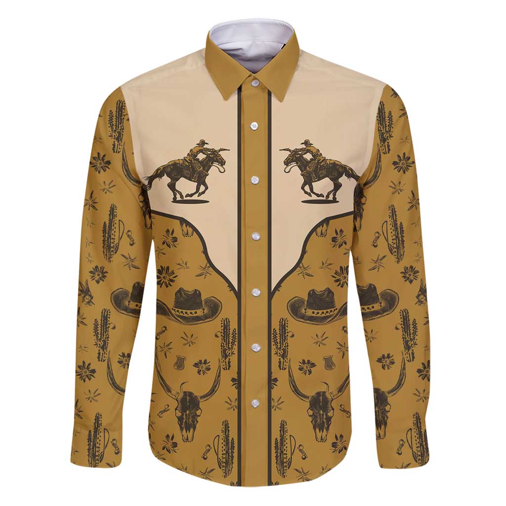 Cowboy Family Matching Puletasi and Hawaiian Shirt Horse Riding Retro Western Yoke Beige - Wonder Print Shop