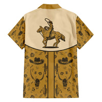 Cowboy Family Matching Short Sleeve Bodycon Dress and Hawaiian Shirt Horse Riding Retro Western Yoke Beige - Wonder Print Shop