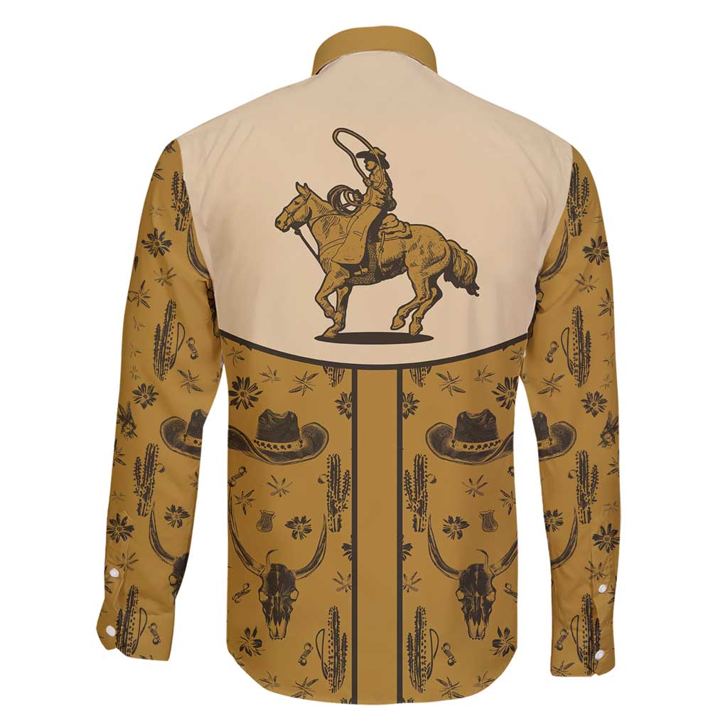 Cowboy Family Matching Short Sleeve Bodycon Dress and Hawaiian Shirt Horse Riding Retro Western Yoke Beige - Wonder Print Shop