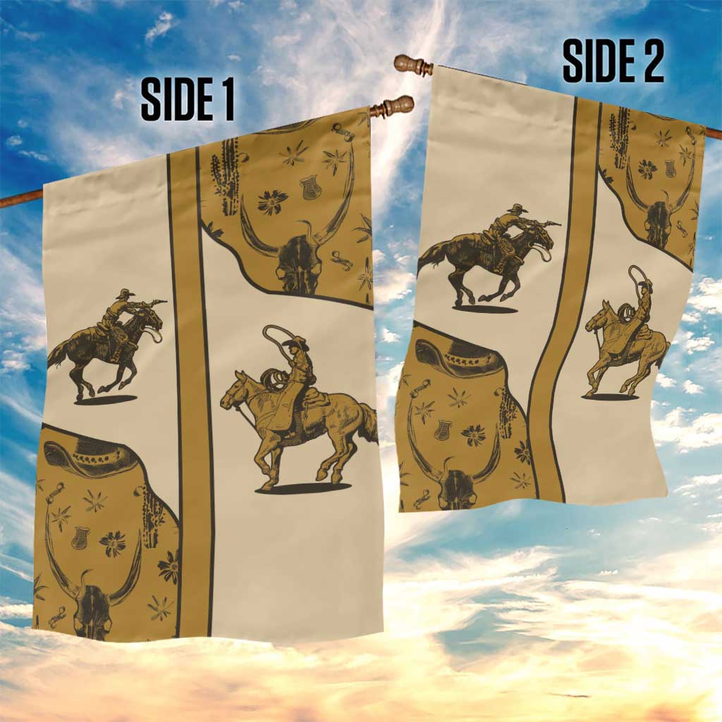 Cowboy Garden Flag Horse Riding Retro Western Yoke Beige - Wonder Print Shop