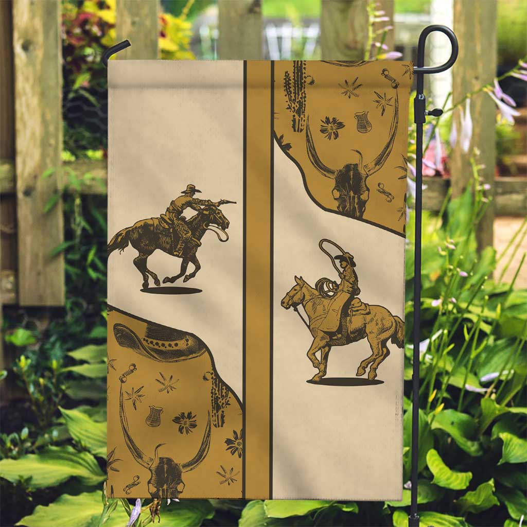 Cowboy Garden Flag Horse Riding Retro Western Yoke Beige - Wonder Print Shop