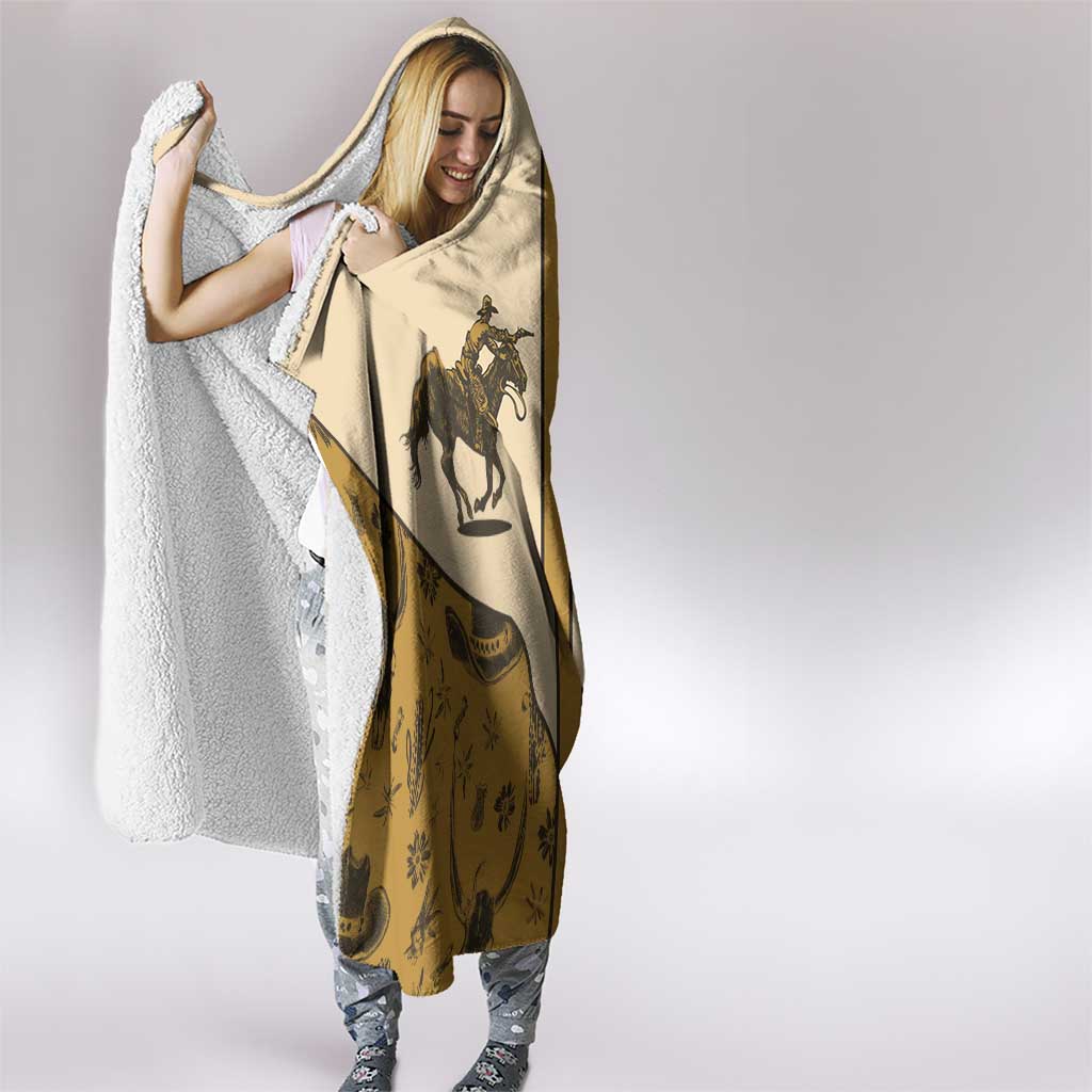 Cowboy Hooded Blanket Horse Riding Retro Western Yoke Beige - Wonder Print Shop