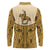 Cowboy Long Sleeve Polo Shirt Horse Riding Retro Western Yoke Beige - Wonder Print Shop
