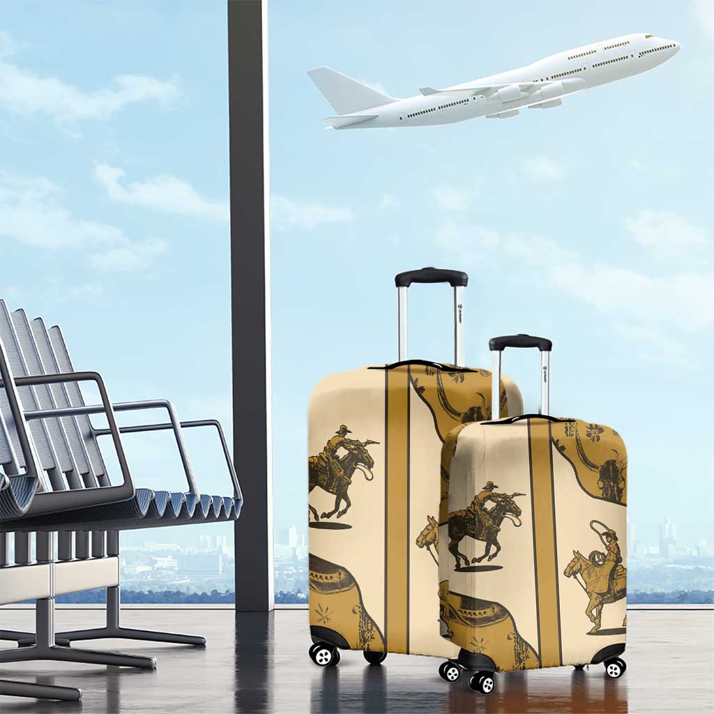 Cowboy Luggage Cover Horse Riding Retro Western Yoke Beige - Wonder Print Shop