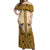 Cowboy Off Shoulder Maxi Dress Horse Riding Retro Western Yoke Beige - Wonder Print Shop