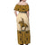 Cowboy Off Shoulder Maxi Dress Horse Riding Retro Western Yoke Beige - Wonder Print Shop