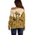 Cowboy Off Shoulder Sweater Horse Riding Retro Western Yoke Beige - Wonder Print Shop