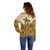 Cowboy Off Shoulder Sweater Horse Riding Retro Western Yoke Beige - Wonder Print Shop