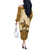 Cowboy Off The Shoulder Long Sleeve Dress Horse Riding Retro Western Yoke Beige - Wonder Print Shop
