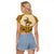 Cowboy Raglan Cropped T Shirt Horse Riding Retro Western Yoke Beige - Wonder Print Shop