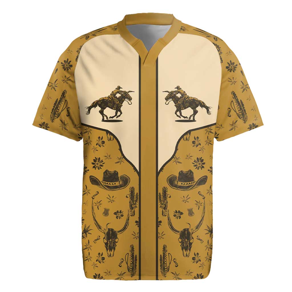 Cowboy Rugby Jersey Horse Riding Retro Western Yoke Beige - Wonder Print Shop