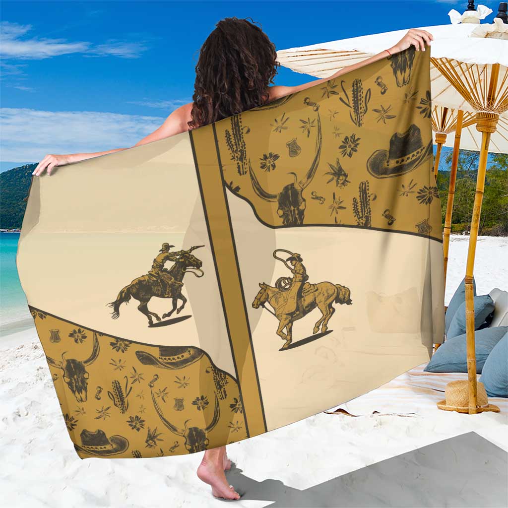 Cowboy Sarong Horse Riding Retro Western Yoke Beige - Wonder Print Shop