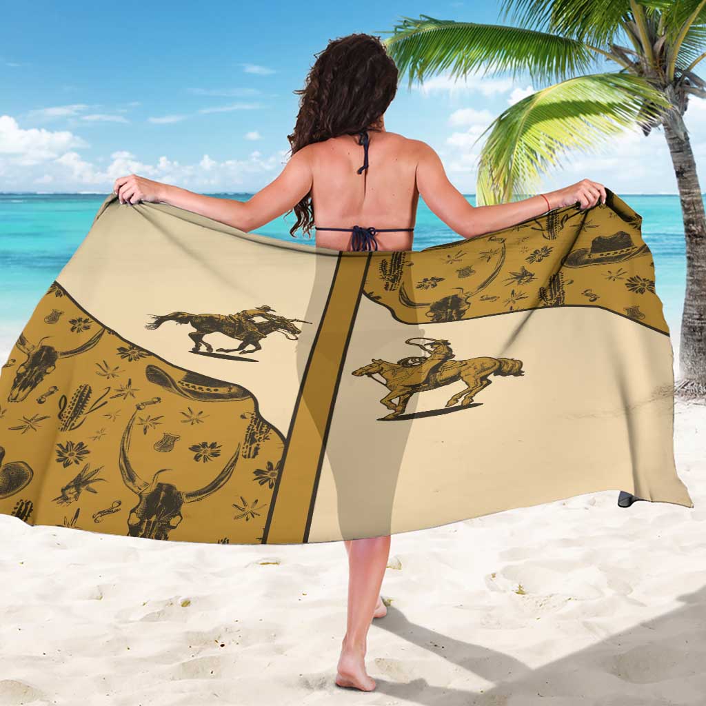 Cowboy Sarong Horse Riding Retro Western Yoke Beige - Wonder Print Shop