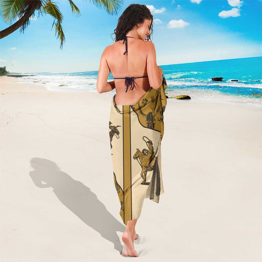 Cowboy Sarong Horse Riding Retro Western Yoke Beige - Wonder Print Shop