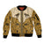 Cowboy Sleeve Zip Bomber Jacket Horse Riding Retro Western Yoke Beige - Wonder Print Shop