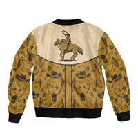 Cowboy Sleeve Zip Bomber Jacket Horse Riding Retro Western Yoke Beige - Wonder Print Shop