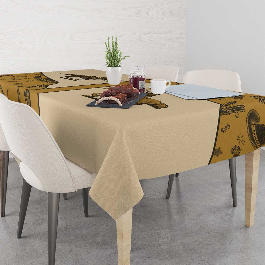 Cowboy Tablecloth Horse Riding Retro Western Yoke Beige - Wonder Print Shop